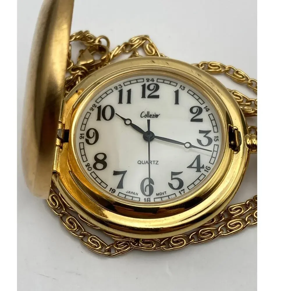 Collezio Quartz Full Hunter Pocket Watch 38mm and Chain - New Battery